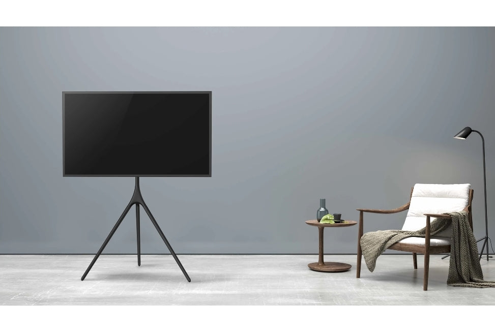Golvstativ till TV i modern och högkvalitativ svart-design